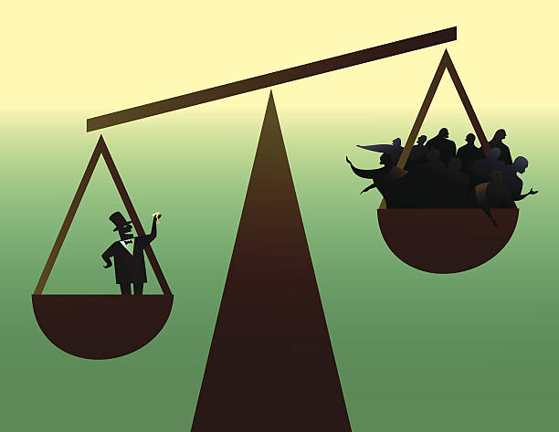 Vector illustration of social disparity Conceptual illustration, the rich and the poor. AI and EPS editable files included. greedy stock illustrations