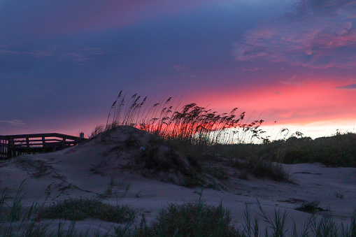 A dramatic, colorful sky closes this particular evening on beautiful Jekyll Island, Georgia.