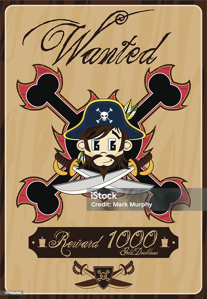 Bonita Pirata Capitão Wanted-Póster em inglês - Royalty-free Armamento arte vetorial