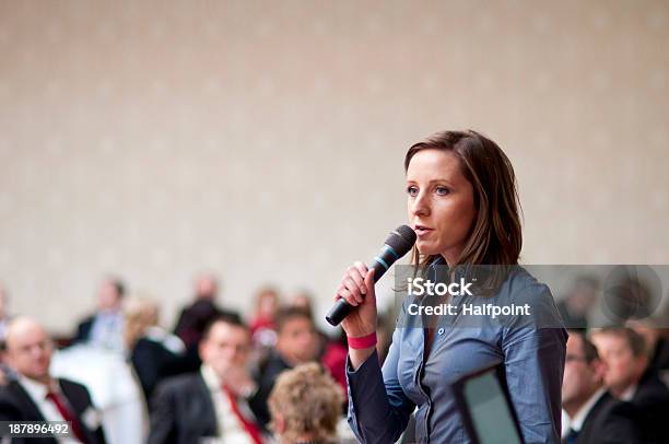 Business Conference Stock Photo - Download Image Now - Public Speaker, Speech, Microphone