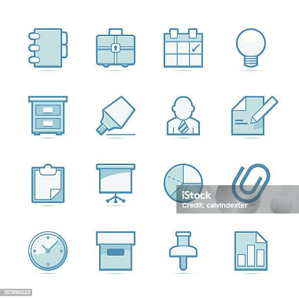 Business Und Officesymbole Blaue Serie Stock Vektor Art und mehr Bilder von Büroklammer - Büroklammer, Adressbuch, Akte