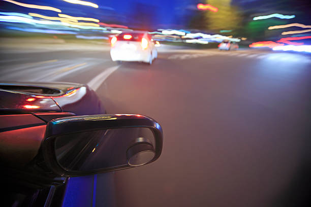istock Night drive with car in motion. 187898128