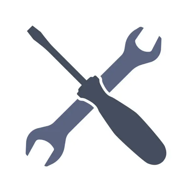 Vector illustration of Screwdriver and wrench.