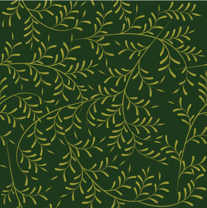 Seamless wallpaper tile pattern, olive tree branches with leaves on dark green background, vector illustration, EPS 10, file includes a high resolution PDF