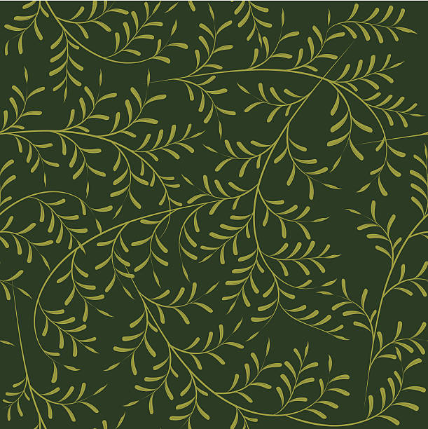 Seamless Wallpaper Pattern, Olive Tree Branches Seamless wallpaper tile pattern, olive tree branches with leaves on dark green background, vector illustration, EPS 10, file includes a high resolution PDF english culture illustrations stock illustrations