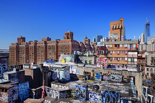 Gritty rooftops in the Lower East Side of Manhattan