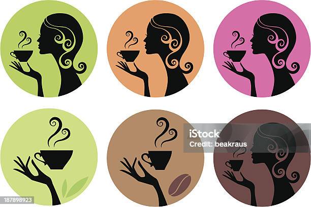 Woman Drinking Coffee And Tea Stock Illustration - Download Image Now - Women, Coffee - Drink, Drinking
