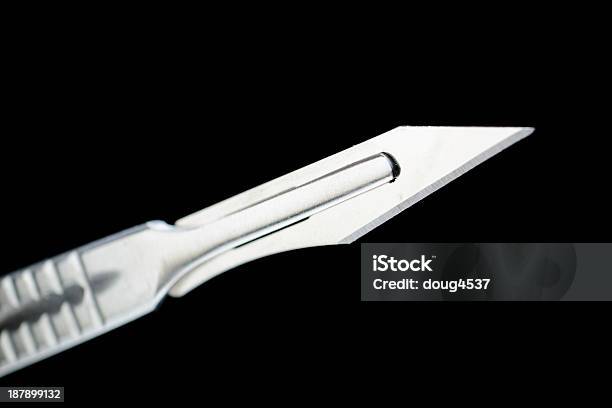 Scalpel Isolated On Black Stock Photo - Download Image Now - Scalpel, Black Background, Blade