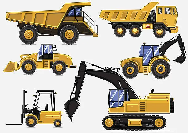 Vector illustration of Yellow industrial transport