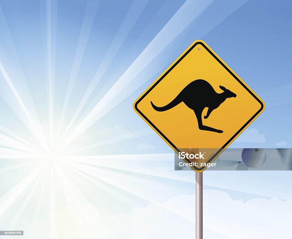 Kangaroo señal sobre cielo azul - arte vectorial de Australia libre de derechos
