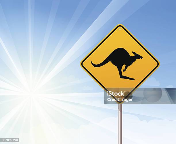 Vetores de Canguru Placa Em Céu Azul e mais imagens de Austrália - Austrália, Deserto australiano, Amarelo