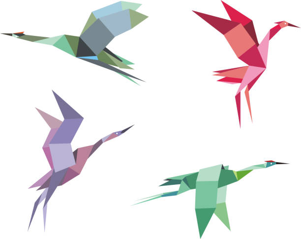 ilustrações de stock, clip art, desenhos animados e ícones de guindastes e herons - origami crane