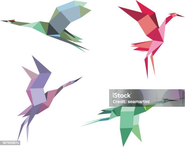 Краны И Herons — стоковая векторная графика и другие изображения на тему Журавль - Журавль, Оригами, Аист