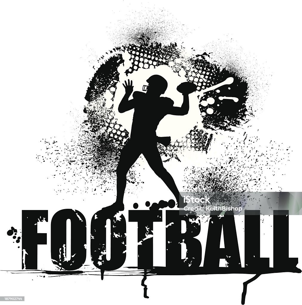 Футбол гранж графический Квотербек - Векторная графика Американский футбол роялти-фри