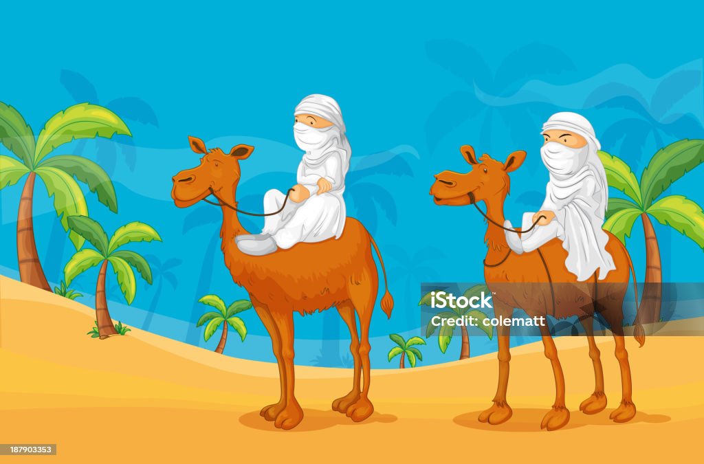 Wielbłąd i Arabów - Grafika wektorowa royalty-free (Mieszkaniec Azji Zachodniej)