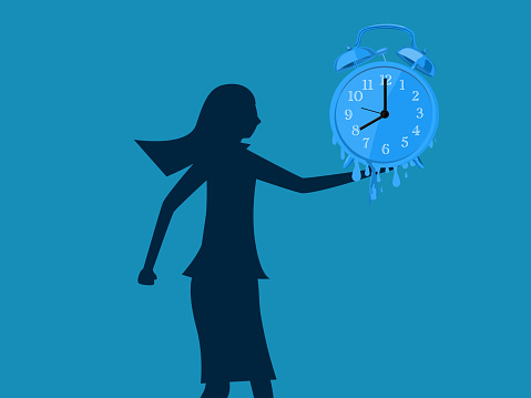 Less Time Left There Is Little Time Left In Life Woman Holding A Melting Watch Vector ...