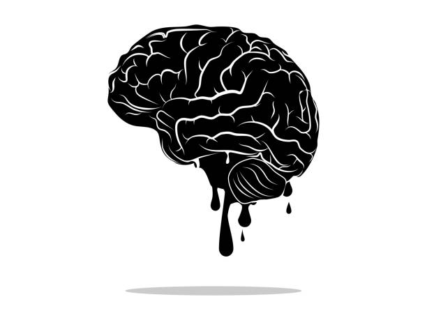 ilustraciones, imágenes clip art, dibujos animados e iconos de stock de pérdida de memoria. el cerebro se disuelve en el icono del agua. vector - brain concentration mental illness intelligence