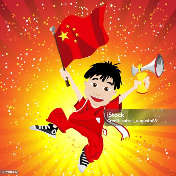 Fan Di Calcio Ragazzo Cina - Immagini vettoriali stock e altre immagini di A forma di stella - A forma di stella, Aspirazione, Bandiera