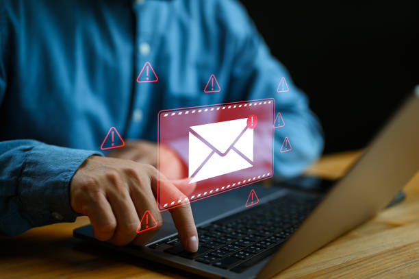 istock Threat, phishing, malicious, danger, hack, warning, mail, thief, scam, alert, safety, letter, technology, online, Cyber crime security concept, Alert Email inbox and spam virus with warning caution. 1879131246