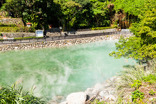 Beautiful view of Thermal Valley in Beitou, Taipei, Taiwan, Located beside Beitou Hot Spring Park.