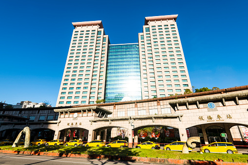 Jakarta, Indonesia - August 21, 2022: Cityscape of Hotel Indonesia Roundabout (Bundaran HI) on Thamrin road.