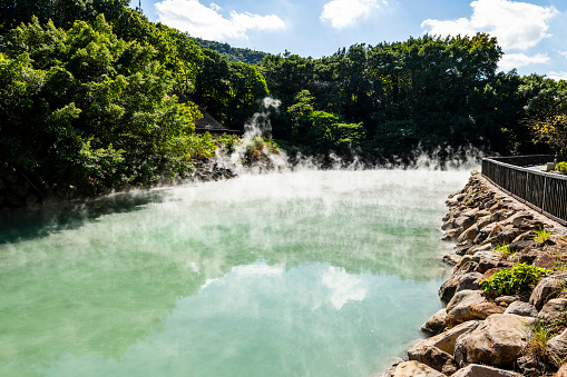 Beautiful view of Thermal Valley in Beitou, Taipei, Taiwan, Located beside Beitou Hot Spring Park.