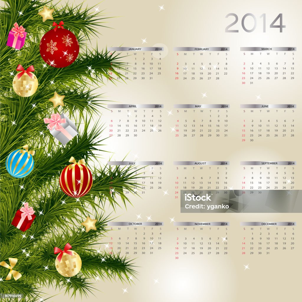 illustration vectorielle. 2014 calendrier du Nouvel An - clipart vectoriel de 2014 libre de droits