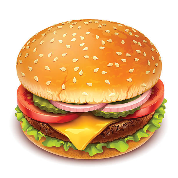 hamburger-symbol - burger isolated lettuce tomato stock-grafiken, -clipart, -cartoons und -symbole