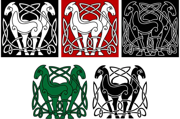 Vector illustration of Celtic horses