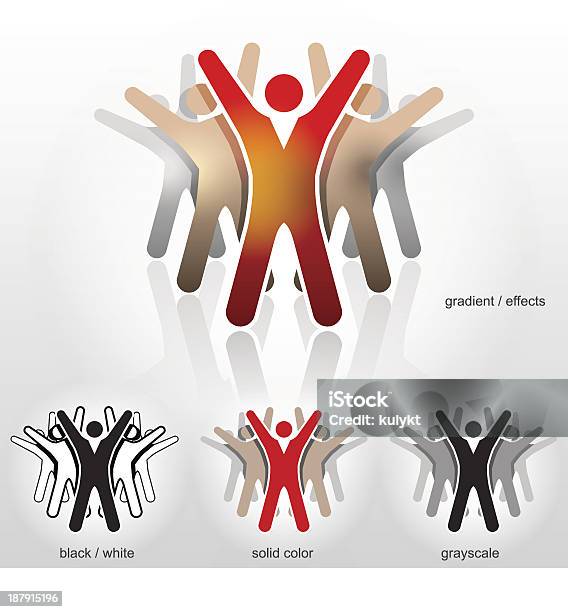 Groupe De Personnes Abstraite Avec Leurs Mains Vecteurs libres de droits et plus d'images vectorielles de Personne humaine - Personne humaine, Bras en l'air, Icône