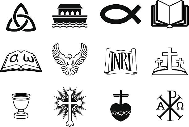 Christian icons A set of icons pertaining to Christianity and Christian themes. Vector file is eps 10 christian fish clip art stock illustrations