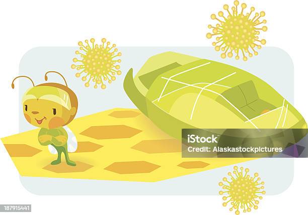 Vector Of Bee And Spaceship On A Honeycomb Stock Illustration - Download Image Now - Animal, Arts Culture and Entertainment, Bacillus Subtilis