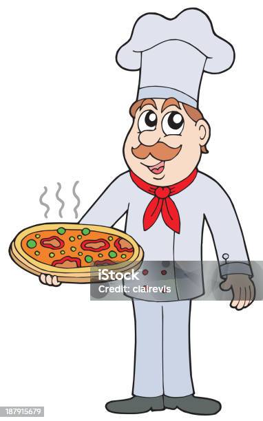 Chef Com Pizza - Arte vetorial de stock e mais imagens de Adulto - Adulto, Almoço, Arte