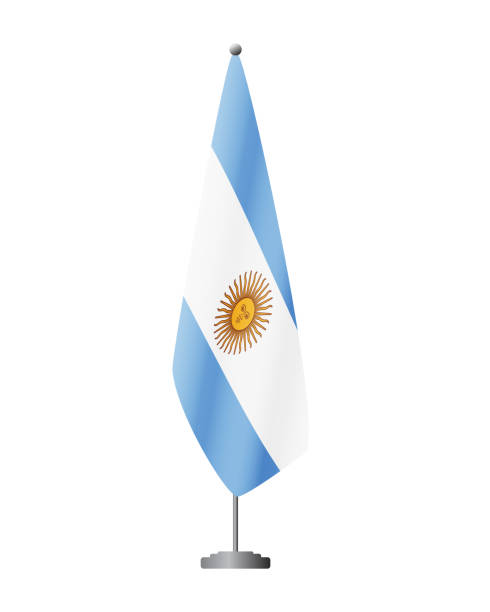 istock Argentina flag on flagpole for official meetings, transparent background, vector 1879156959