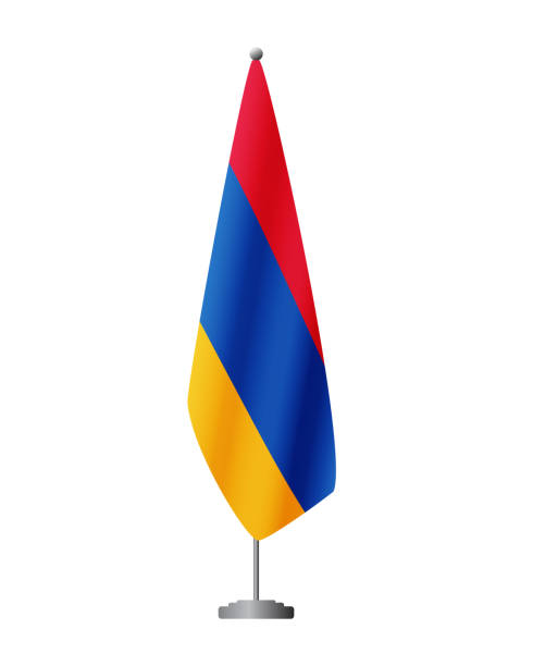 istock Armenia flag on flagpole for official meetings, transparent background, vector 1879156961