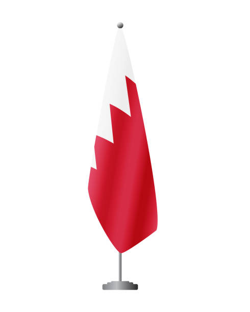 istock Bahrain flag on flagpole for official meetings, transparent background, vector 1879158016