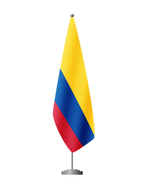 istock Colombia flag on flagpole for official meetings, transparent background, vector 1879163244