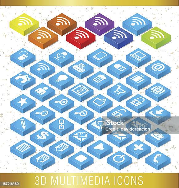 3 D Multimediasymbole Stock Vektor Art und mehr Bilder von Drahtlose Technologie - Drahtlose Technologie, Dreidimensional, Euro-Symbol