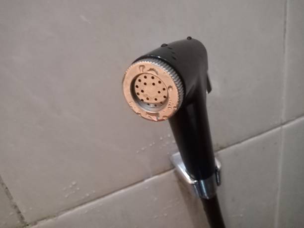istock The wasser shower jet head is black 1879165345