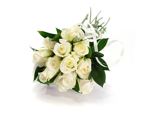 istock White rose flower bouquet or wedding posy on isolated background 187916901