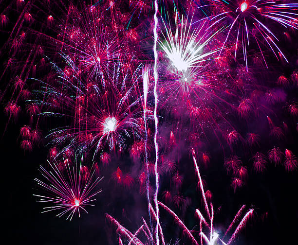 istock Fantastic colorful fireworks with black copyspace, perfect for t 187917024