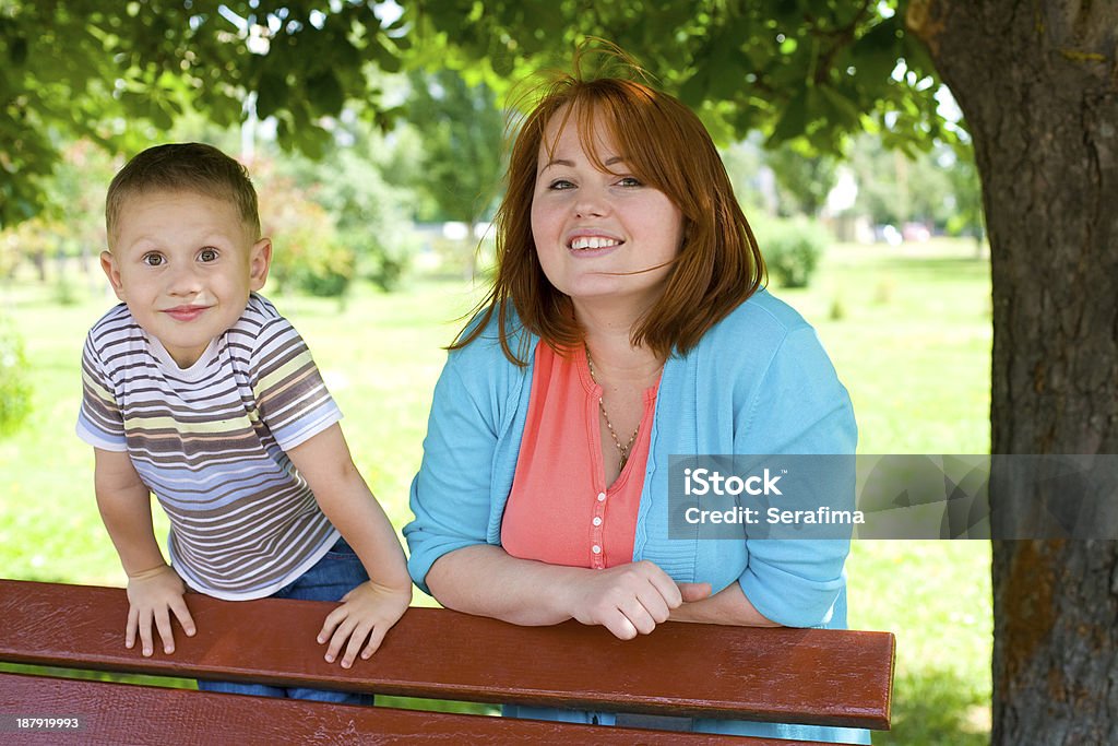 Portrait of mother with the four-year-old son Portrait of mother with four-year-old son in park in the summer 4-5 Years Stock Photo