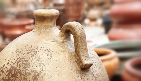 Ancient  clay  jug   on white isolated