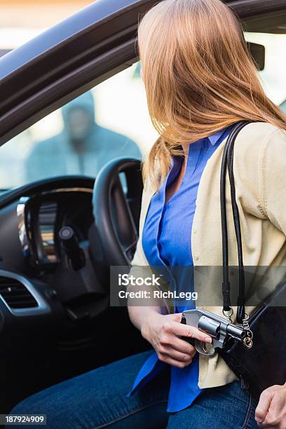 Woman Selfdefense With Handgun Stock Photo - Download Image Now - Concealed Carry, Gun, Hiding
