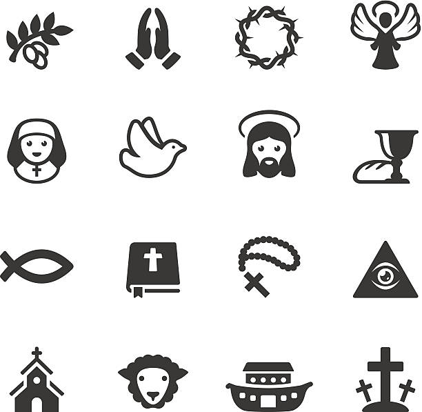 Soulico - Christianity icons Soulico collection - Christianity icons. nun praying cross human hand stock illustrations