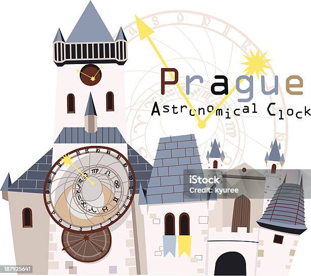 Torre Dellorologio - Immagini vettoriali stock e altre immagini di Praga - Praga, Vettoriale, Orologio astronomico