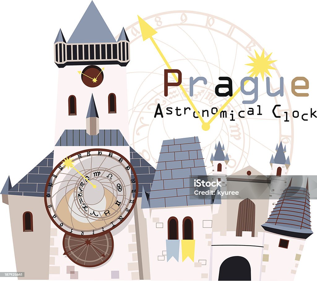 Torre do relógio - Vetor de Praga royalty-free