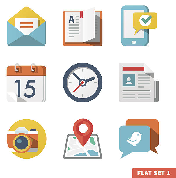 Basic Flat icon set for Web and Mobile Application. vector art illustration