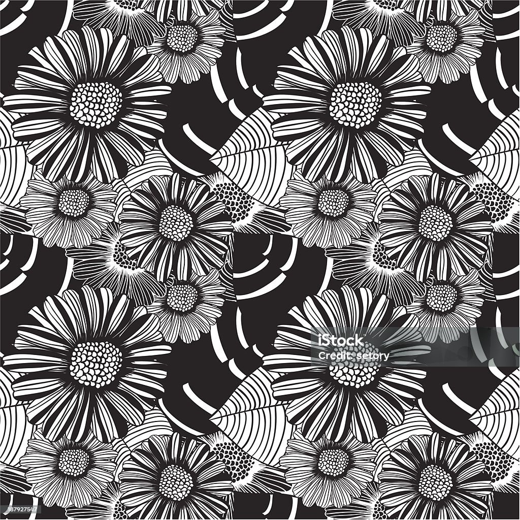 Blanco y negro florales de patrones perfectos - arte vectorial de Abstracto libre de derechos