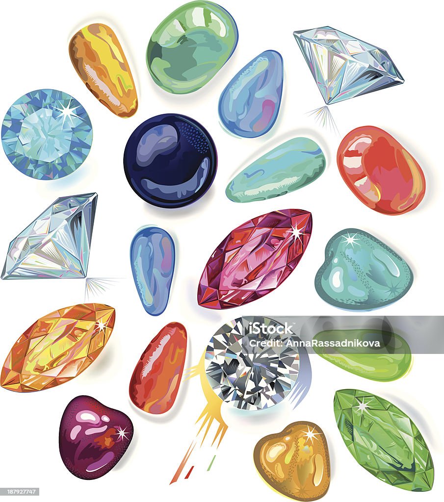 Array of precious stones. Vector Illustration, EPS8 Abundance of colored gems isolated on white background Gemstone stock vector